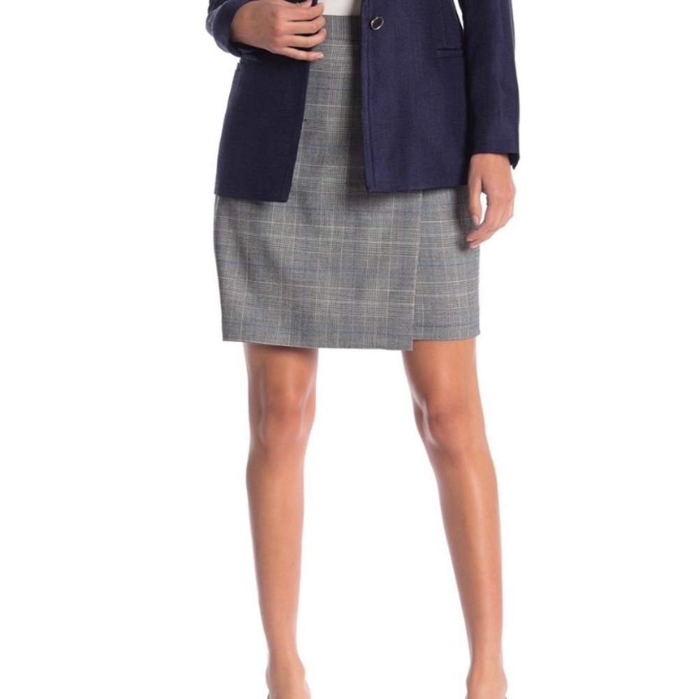 REISS Gray Plaid Skirt